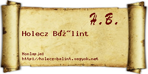 Holecz Bálint névjegykártya